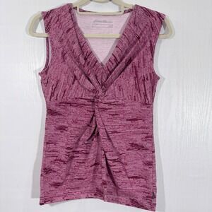 Eddie Bauer Tank Top Women's Sleeveless‎ Twist Front Maroon Pink Stripe Size S